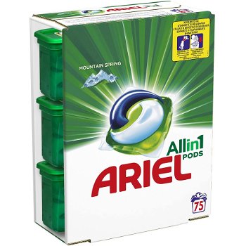 Detergent de rufe capsule Ariel All in One PODS Mountain Spring, 75 spalari