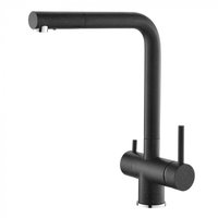 Baterie Alveus Aquila, 3 cai pentru apa cald, apa rece, filtru de apa, cartus ceramic, Negru