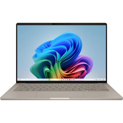 Laptop ASUS Zenbook A14 UX3407RA cu procesor Snapdragon® X Elite X1E 78 100 pana la 3.4GHz, 14'', WUXGA, OLED, 32GB LPDDR5X RAM, 1TB SSD, Qualcomm® Adreno™ GPU, Windows 11 Pro, Zabriskie Beige