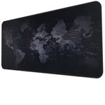 Mousepad Mare Cauciucat Pentru Gaming, Antiderapant, Waterproof, model Harta Lumii, 80 x 30cm, Negru, OEM