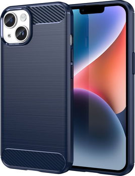 Hurtel Carbon Case etui iPhone 14 elastyczny żelowy pokrowiec na tył plecki niebieski, Hurtel