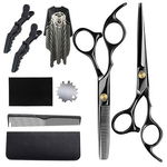 Set foarfece de tuns si filat Ametis marime 6\" negru cu geanta depozitare frizerie si manta coafor barber