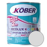 Email Kober Ecolux, pentru lemn/metal, interior/exterior, pe baza de apa, mat, gri deschis, 0.6 l, Kober
