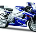 Macheta Motocicleta Bburago 1:18 Suzuki GSX-R750 Alb/Albastru, BB51030-51008