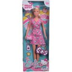 Papusa Steffi cu rochie Hello Kitty roz inchis, 