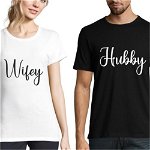 Set de tricouri personalizate Wifey & Hubby - Alb, 1