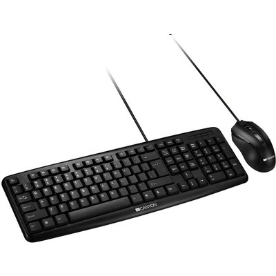 Kit Tastatura Canyon SET-1, USB, Black + Mouse Optic, USB, Black