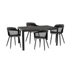 Set pentru curte/gradina/terasa RAKI VIDEIRA masa neagra 156x78x74cm cu 4 scaune FLORIDA 53х59х81,5cm culoare neagra