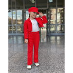 Compleu Rosu, Elegant, 5 Piese, Sacou, Maiou, Pantaloni, Curea si Sepcuta, Pentru Fetite, 3-12 ani, CaroKids