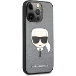 Husa de protectie Karl Lagerfeld Saffiano Karl Head pentru Apple iPhone 13 Pro, Argintie