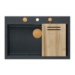 Statie de lucru incastrata cu dozator sapun Quadron Unique Marc gri - inox 76x50 cm
