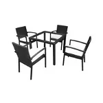 Set mbilier de gradina format din 1 masa si 4 scaune, Strend Pro Celinda Brown, rattan artificial