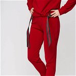 Pantaloni din material elastic rosii conici cu elastic in talie - StarShinerS, StarShinerS