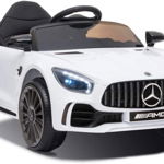 Masinuta electrica pentru copii 2-4 ani Mercedes-Benz AMG GT-R, 50W, 12V culoare alba, Hollicy