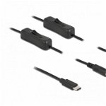 Cablu USB Type-C la 2 x DC 5.5 x 2.1 mm cu switch T-M 1m, Delock 86800, Delock