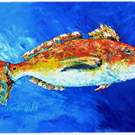 Caroline`s Treasures Carolines Comori MW1212LCB Red Fish White Spin sticla de tăiere Bord mare Alb 12H x 16W, 