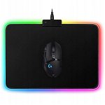 Mousepad de gaming cu iluminare LED RGB 7 Culori, Negru, 