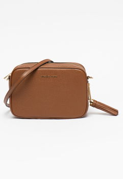 Michael Kors, Geanta crossbody de piele cu canaf Jet Set, Caramel