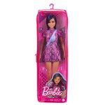 Mattel - Papusa Barbie Fashonista,  Bruneta, Cu rochita, Violet