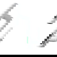 Baterie Chiuveta Baie Bucatarie, Senzor Temperatura Apa Dinamic, Dus extractabil Tip Ploaie, 3 Functii de Curge, Finisaj Alb Mat, Dimensiune 30 cm, BisDesign