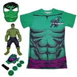 Set accesorii Hulk cu tricou pentru baieti, marime universala 3-10 ani Universala