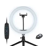Lampa circulara Ringlight 26 cm cu Mini trepied, cap bila rotativa plus telecomanda, Negru