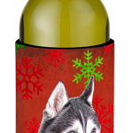 Caroline`s Treasures Red Fulgi de zăpadă de vacanță de Crăciun Alaskan Malamute sticla de vin Hugger Roşu Wine Bottle, 