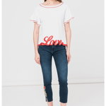 Tricou de bumbac cu logo contrastant, Love Moschino