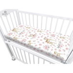 Cearceaf cu elastic MimiNu pentru patut co-sleeper 84.5 x 50.5 cm Sweet Deer Pink, MimiNu