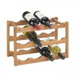 Suport 12 sticle de vin Norway, Wenko, 21 x 28 x 42 cm, lemn de nuc, natur, Wenko