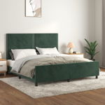 vidaXL Cadru de pat cu tăblie, verde închis, 180x200 cm, catifea, vidaXL