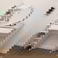 Masa de toaleta  machiaj Amir, Alb / Stejar, 105 x 151 x 35 cm, Decortie