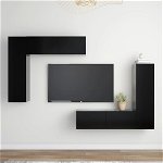 vidaXL Set dulapuri TV, 4 piese, negru, lemn prelucrat, vidaXL