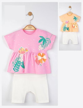 Set tricou de vara cu pantalonasi pentru fetite, tongs baby (culoare: roz, marime: 24-36 luni)