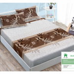Husa de pat cu elastic 140x200 din Bumbac Finet + 2 Fete de Perna - Alb Maro, 