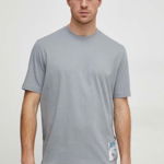 Armani Exchange tricou din bumbac barbati, culoarea gri, cu imprimeu, Armani Exchange