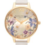Ceasuri Femei OLIVIA BURTON Best In Show Faux Leather Strap Watch 34mm Beige Floral Gold