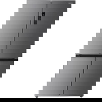 Side by side Heinner HSBS-HM522MDNFXE++, 522 l, Full No Frost, Convertibil frigider/congelator, Compresor Dual Inverter, Alarma usa deschisa, Clasa E, Aspect Inox