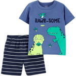 Carter's Set 2 piese tricou si pantaloni scurti Dinozaur