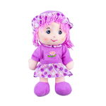 Papusa de plus Karemi, cu fusta si palarie, 26 cm, violet