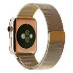 Curea metalica pentru Apple Watch Loomax, bratara compatibila cu Apple Watch, 38 / 40 mm, Vintage gold, Loomax