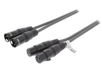 Cablu prelungitor Stereo 2x XLR 3-Pini tata la 2x XLR 3-Pini mama 5m negru Sweex, Sweex