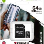 Card microSD Kingston 64GB Clasa 10 cu adaptor SD, KINGSTON