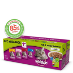 WHISKAS Selecții Pasăre Maxi Pack, 4 arome, pachet mixt, plic hrană umedă pisici, (în aspic), 100g x 40, Whiskas