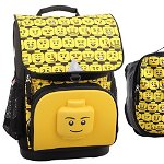 Ghiozdan scoala Optimo si sac sport, LEGO Core Line - design Minifigures Heads