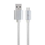 Gembird USB-A - cablu USB de date si de incarcare acoperit cu material textil de tip C, 1,8 m, argintiu