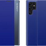Husă Hurtel New Sleep Flip cu funcție de suport pentru Samsung Galaxy S22 Ultra albastru, Hurtel