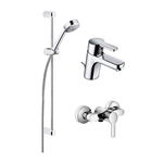 Set baterii baie KLUDI LOGO NEO 3in1, para cu 1 tip de jet, bara, furtun 1.6m, montare pe perete