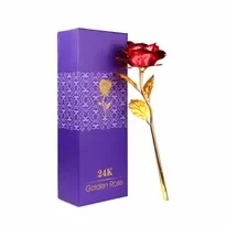 Trandafir suflat cu aur 24K ,Rosu , cutie eleganta , cadou deosebit.