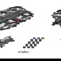 Pachet drona pliabila FunSnap iDol Negru cu 3 baterii, Motor fara perii, Camera FHD, Senzor CMOS, Memorie 8GB, GPS, Wi-Fi, 1800mAh